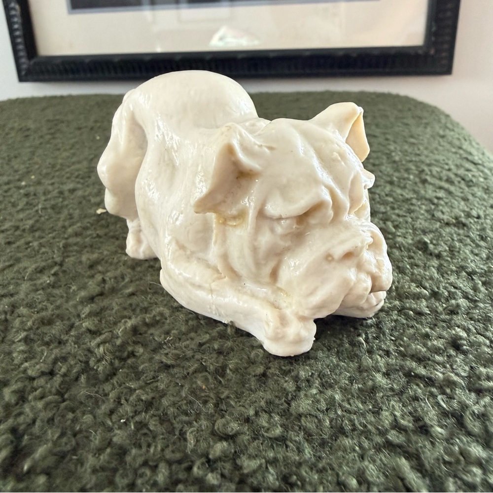 VTG 1970s A Gianelli Alabaster Bulldog White Italian Figurine Paperweight Modern